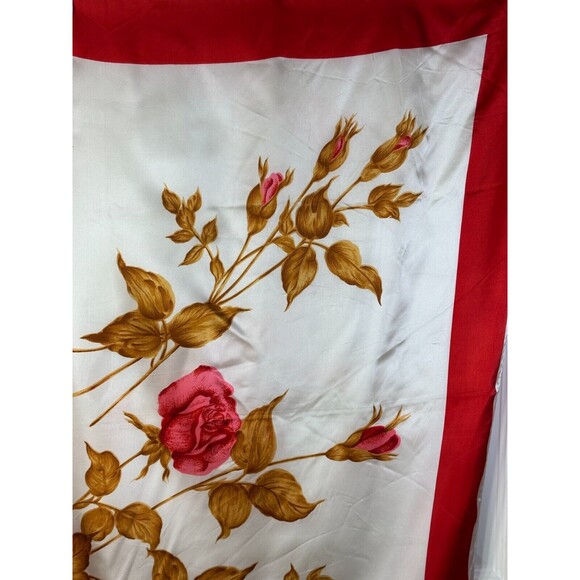 Exclusive Designs Ladies Scarf Roses 30" 100% Acetate Red Pink Cream Hand Wash - Picture 4 of 6